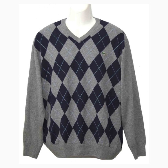 Lacoste Other - Mens Lacoste Argyle Sweater Cotton Size 7 or XL
